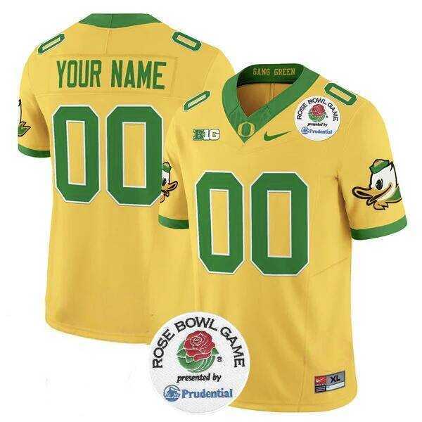 Mens Oregon Ducks Active Player Custom Gold 2024 F.U.S.E. Rose Bowl Vapor Limited Stitched Football Jersey->customized ncaa jersey->Custom Jersey